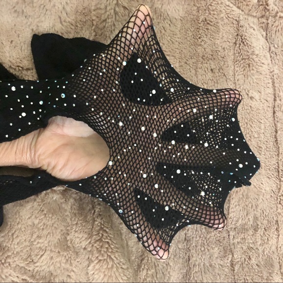NWT rhinestone fishnet pantyhose sexy crotchless - Picture 2 of 16